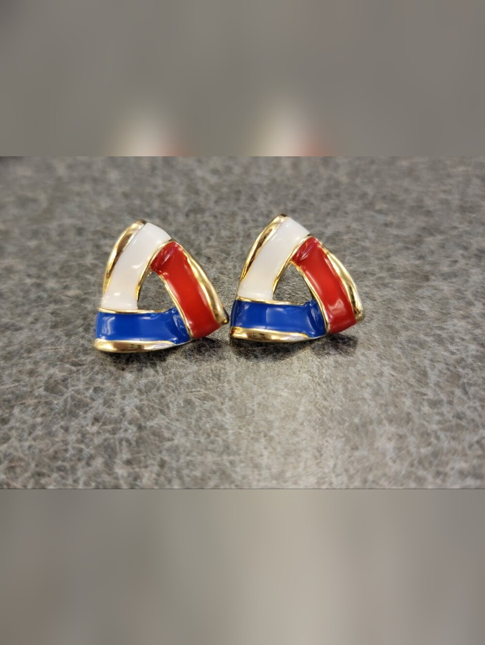 Fashion Jewelry Red White Blue Enamel Triangle Stud Earrings